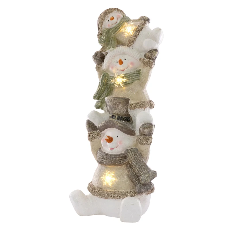 LED Schneeman Trio Deko Figur 70 cm aus Polyresin