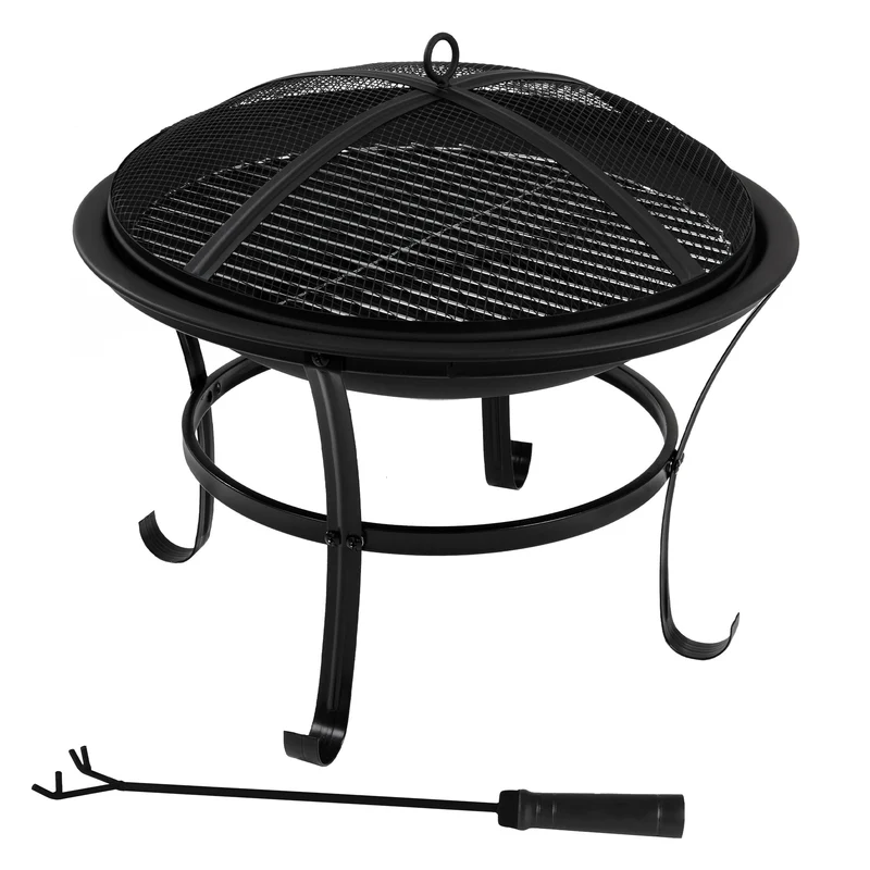 Feuerschale mit Funkenschutz & Grillrost rund Ø 56 cm aus Stahl