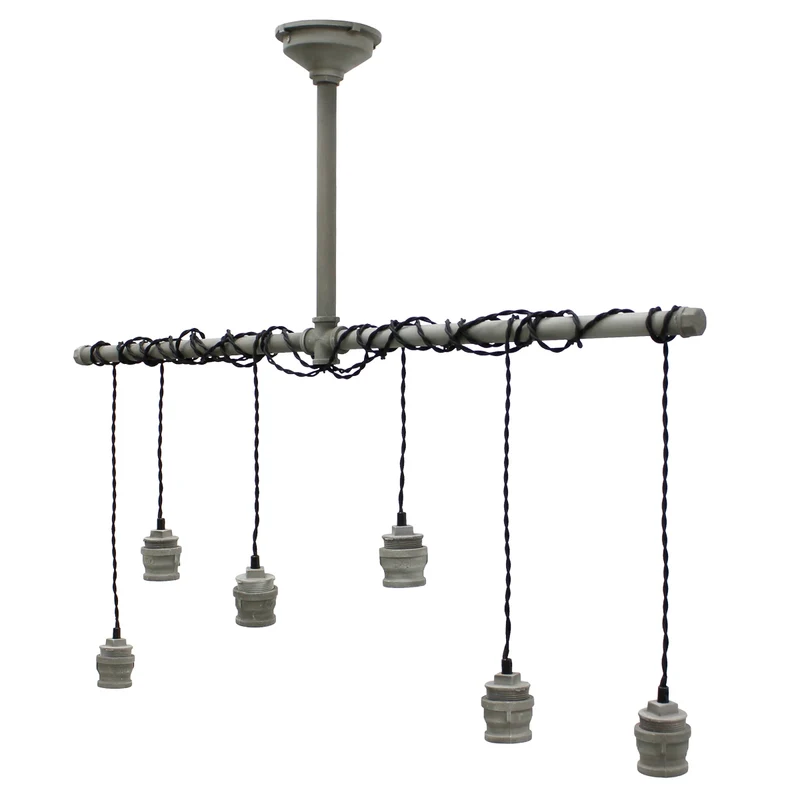 Hängelampe 6 flammige E27 beton optik aus Metall mit sechs LED-Lampe 4W
