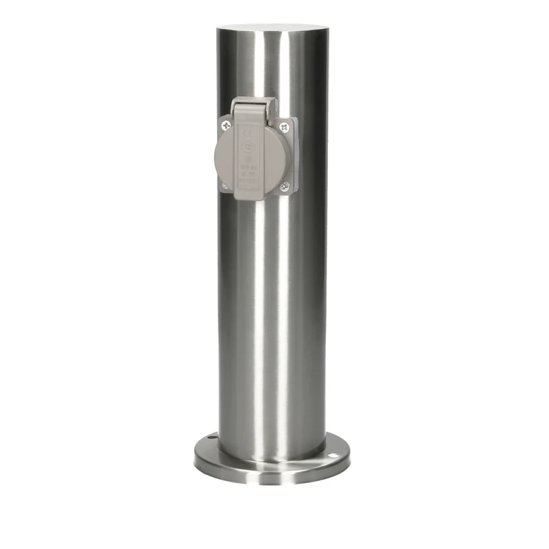 Gartensteckdose 2-fach IP44 Silber aus Edelstahl Rund