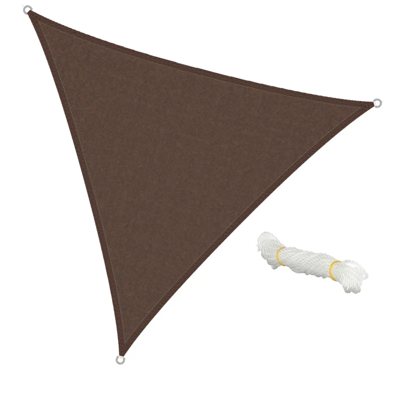 Sonnensegel dreieck 3,6x3,6x3,6 m Braun 100% HDPE mit UV Schutz inkl. Befestigungsseile