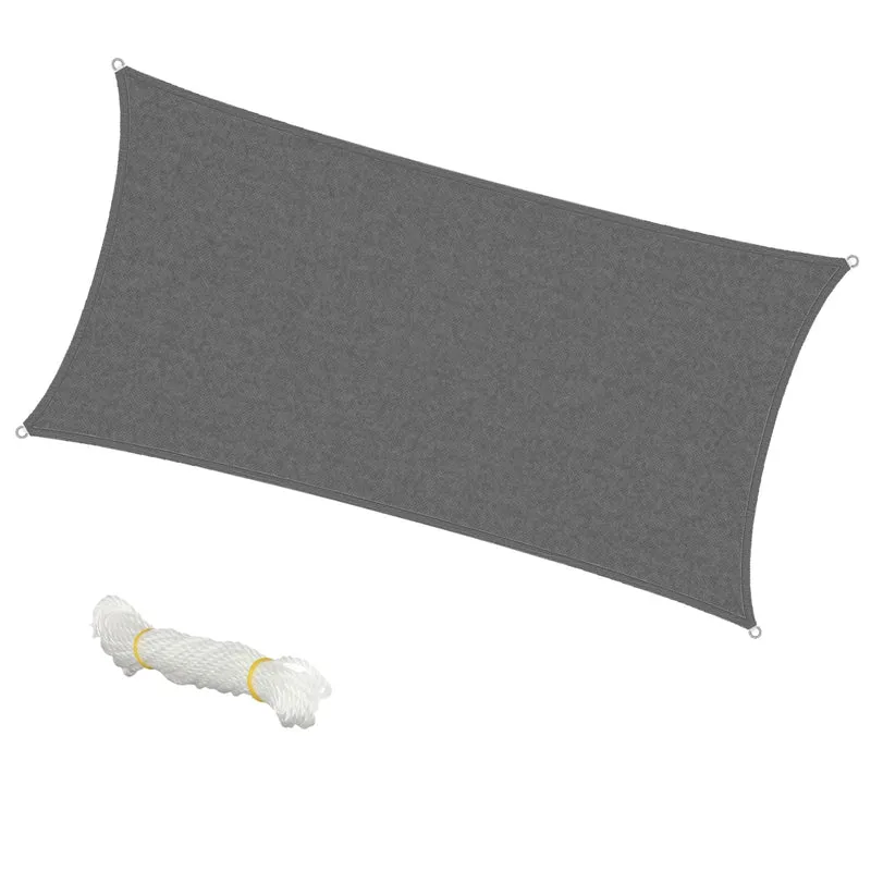 Sonnensegel rechteck 2x4 m Grau 100% HDPE mit UV Schutz inkl. Befestigungsseile
