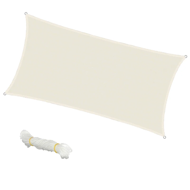 Sonnensegel rechteck 2x4 m Creme 100% HDPE mit UV Schutz inkl. Befestigungsseile