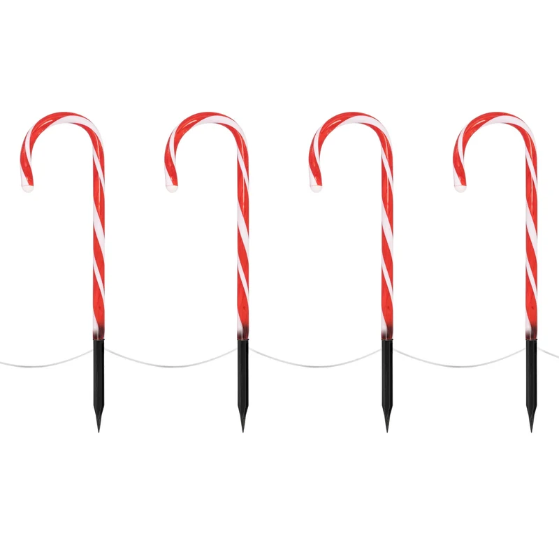 Zuckerstangen Gartenstecker 8er Set 45x700 cm mit 40LED Warmweiß aus Kunststoff