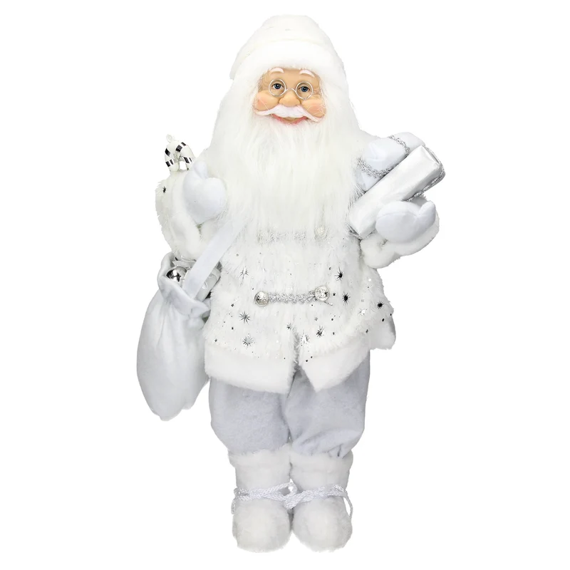 Weihnachtsmann 42x28x80 cm weiß aus Polyresin