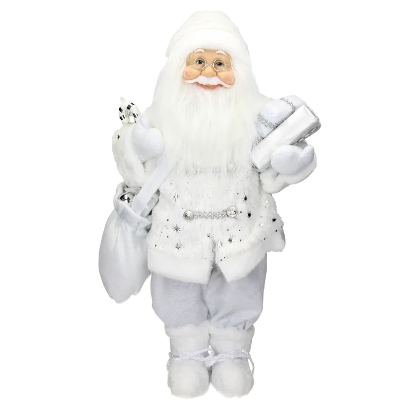 Weihnachtsmann Deko Figur 24x14x47 cm weiß aus Polyresin