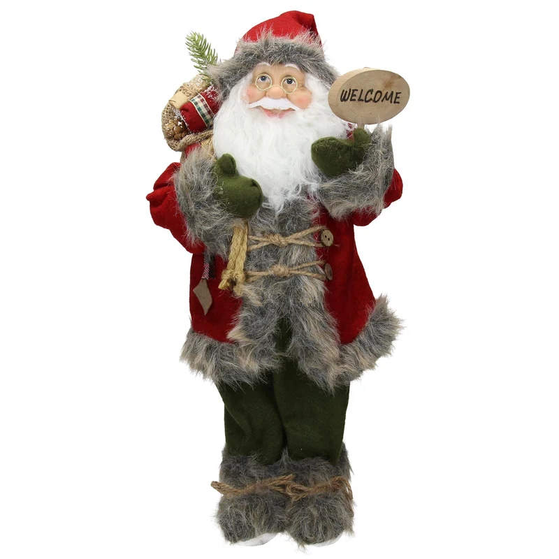 Weihnachtsmann 42x28x80 cm rot/grün aus Polyresin
