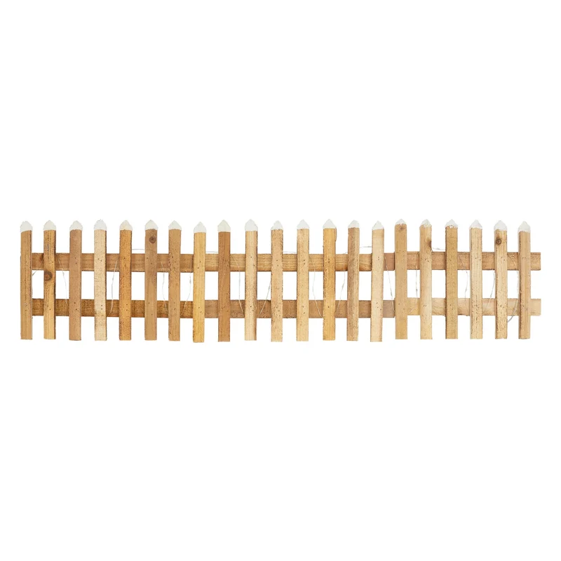 Deko Weihnachtszaun mit LED Braun 90x21 cm aus Holz