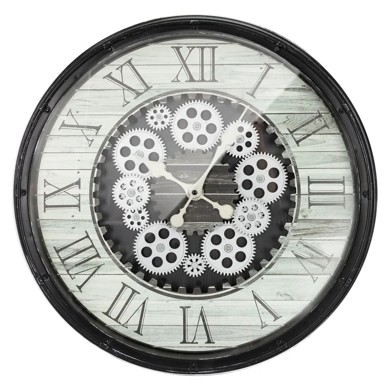 Große Wanduhr Ø 48 cm Schwarz aus MDF mit römischen Ziffern