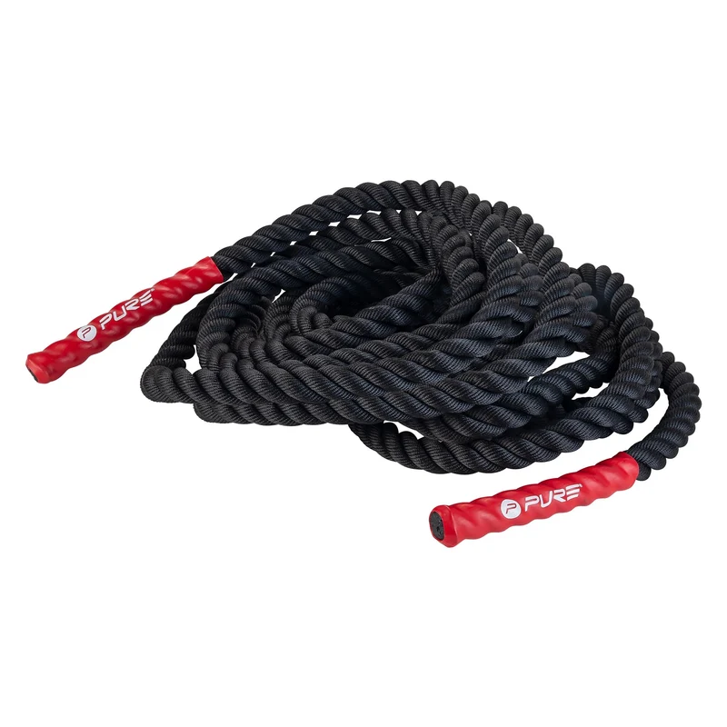 Springseil Battle Rope 12m Schwarz/Rot aus Polyester Pure2Improve