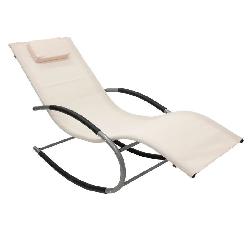 Schaukelliege mit Kopfkissen und Seitentasche Creme aus Polyester ML-Design