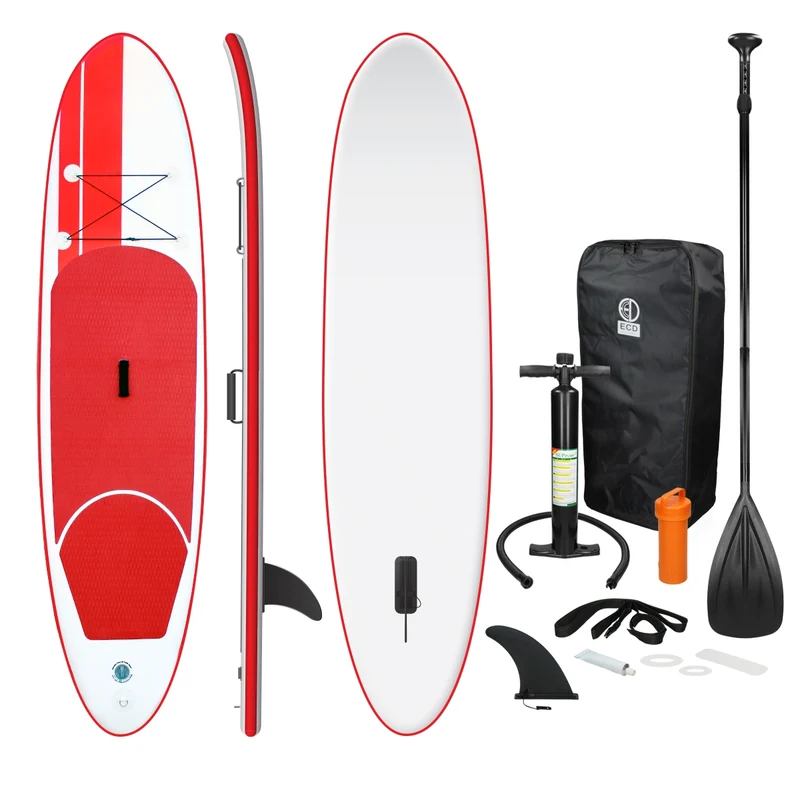 Stand Up Paddle aufblasbares SUP Board Classic 308x76x10 cm in Rot aus PVC inkl. Pumpe und Tragetasche
