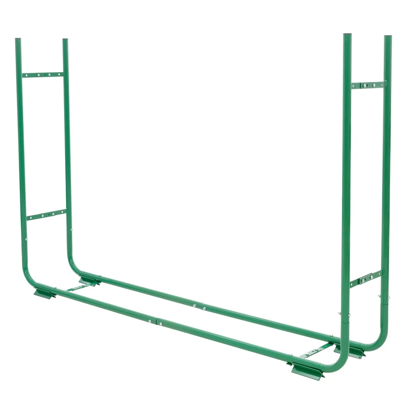 Kaminholzregal größenverstellbar 150-220 cm Länge 20-30 cm Breite Grün aus Metall