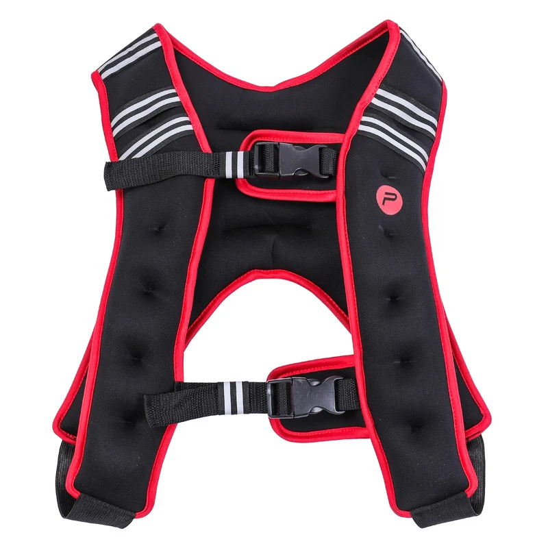 Gewichtsweste 5 kg Schwarz/Rot aus Neopren Pure2Improve Kllickverschluss