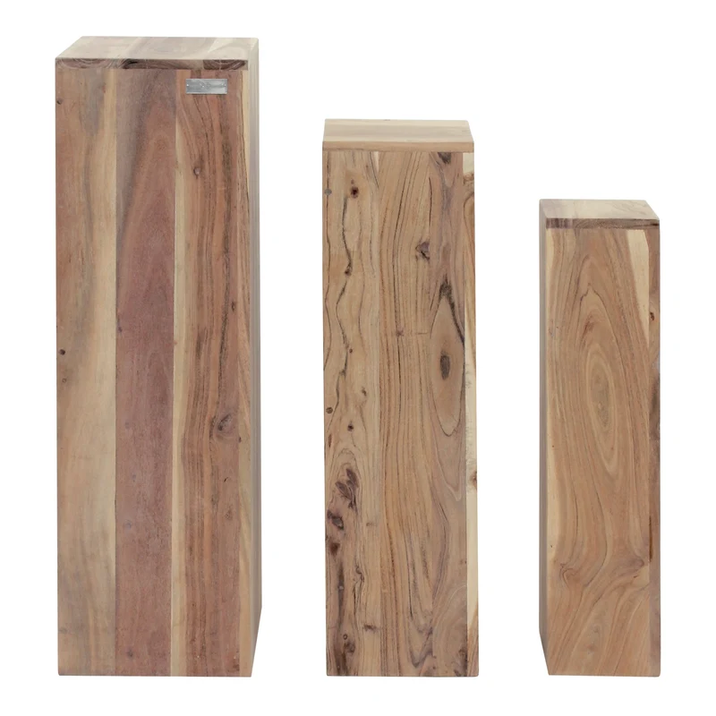 Dekosäule 3er Set 65/75/85 cm Natur aus Akazienholz WOMO-Design