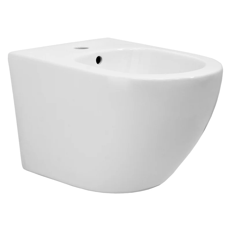 Wand Hänge Bidet mit Hanloch und Überlaufsatz Weiß aus Keramik