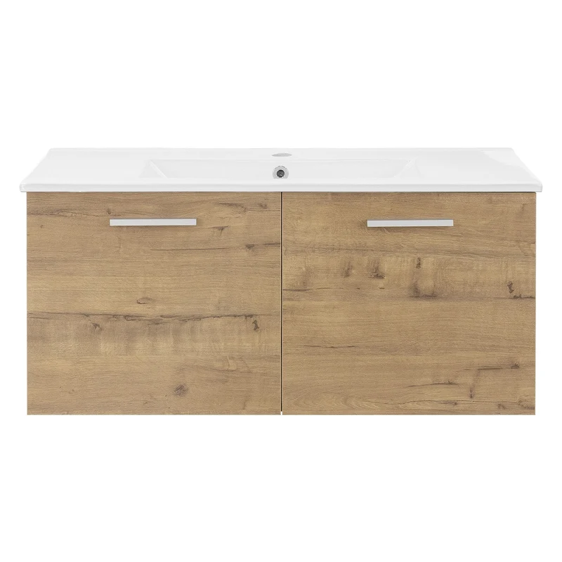 Badmöbel Badezimmermöbel Set 2-Teilig Unterschrank Waschbecken 91x42x45 cm Optik in Roteiche ML-Design