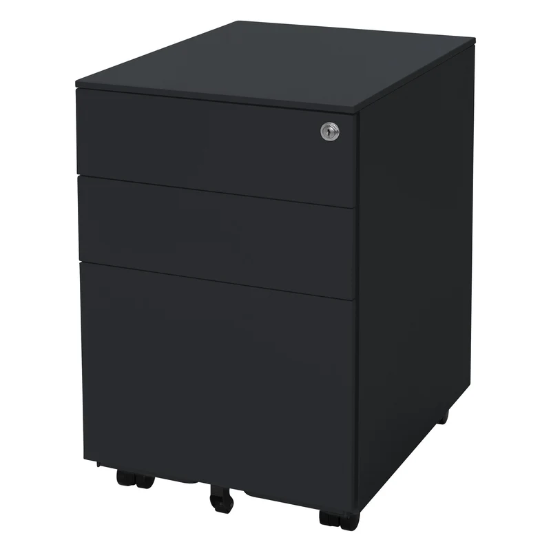 Rollcontainer mit drei Schubladen 39x50x56 cm Anthrazit aus Stahl ML-Design