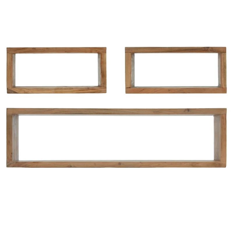 Wandregal 3er Set 43/94 x 19 x 20/25 cm natur aus Akazienholz WOMO-Design