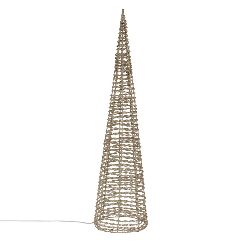 LED Lichterkegel Weihnachtsdeko 80 cm Gold aus Metall mit warmweißen LEDs