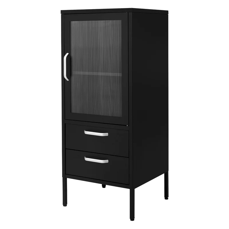 Vitrinenschrank 42x102x40 cm Schwarz aus Stahl Vitrine ML-Design