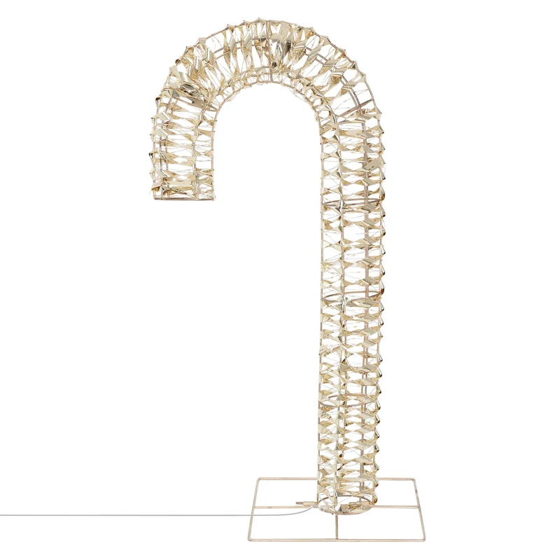 LED Zuckerstange 75 cm in Gold mit 400 warmweißen LEDs Weihnachtsdeko inkl. Timer IP44