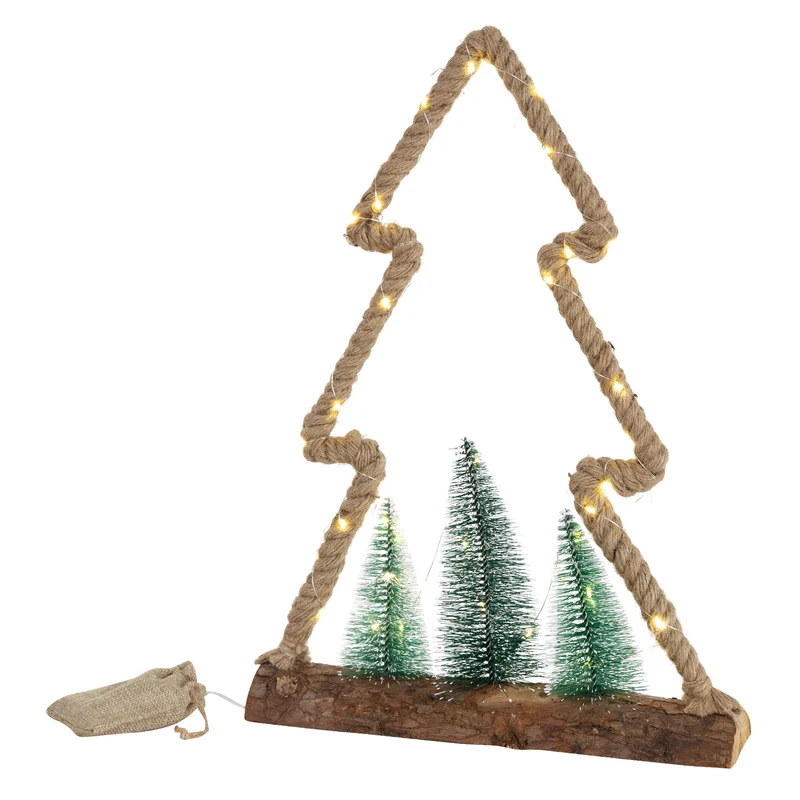 Deko LED Weihnachtsbaum aus Juteseil Standfigur 45 cm warmweiß mit Timerfunktion