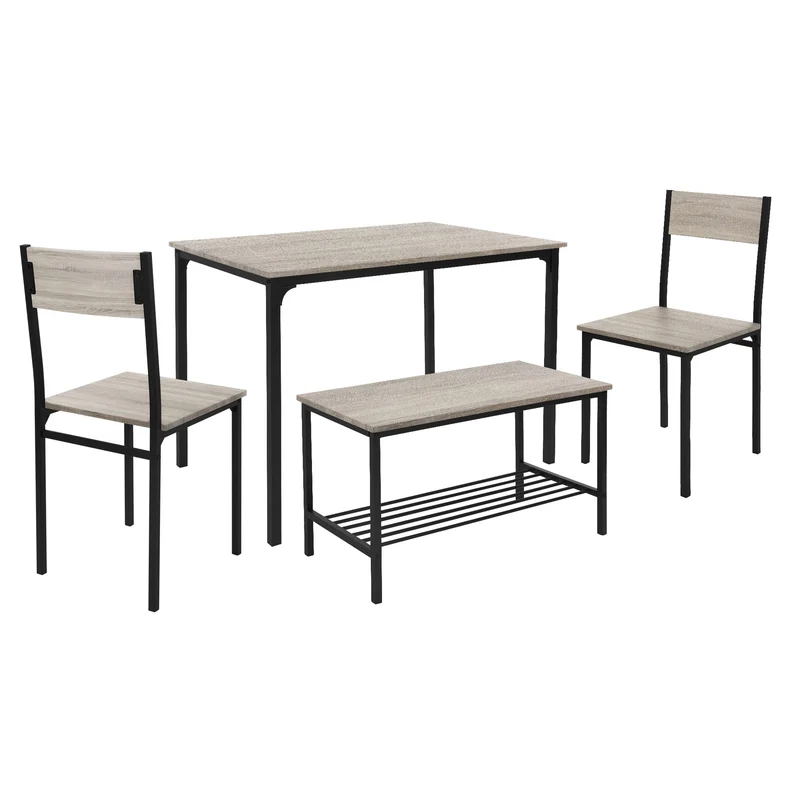 Esszimmergruppe mit Bank 4-Teilig mit Esstisch und Stühlen Sonoma Eiche Stahlgestell ML-Design