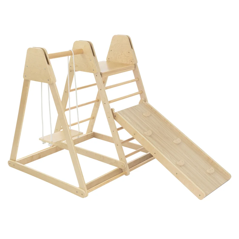 3in1 Klettergerüst Set Indoor mit 2x Kletterleiter aus Holz Joyz