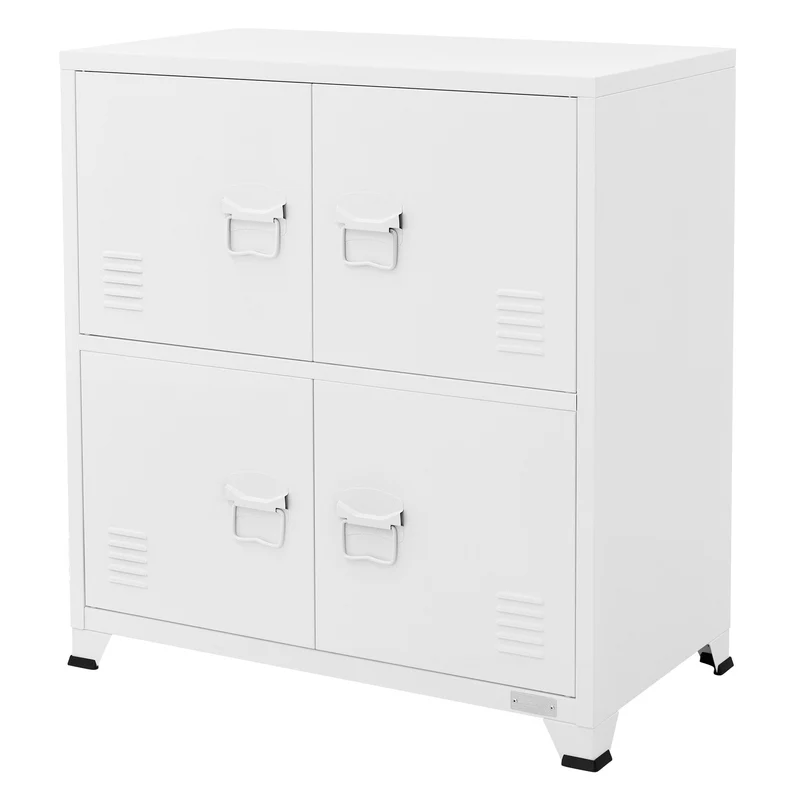 Büroschrank mit zwei Ebenen Magnetverschluss 75x40x80,5 cm Weiß aus Stahl ML-Design