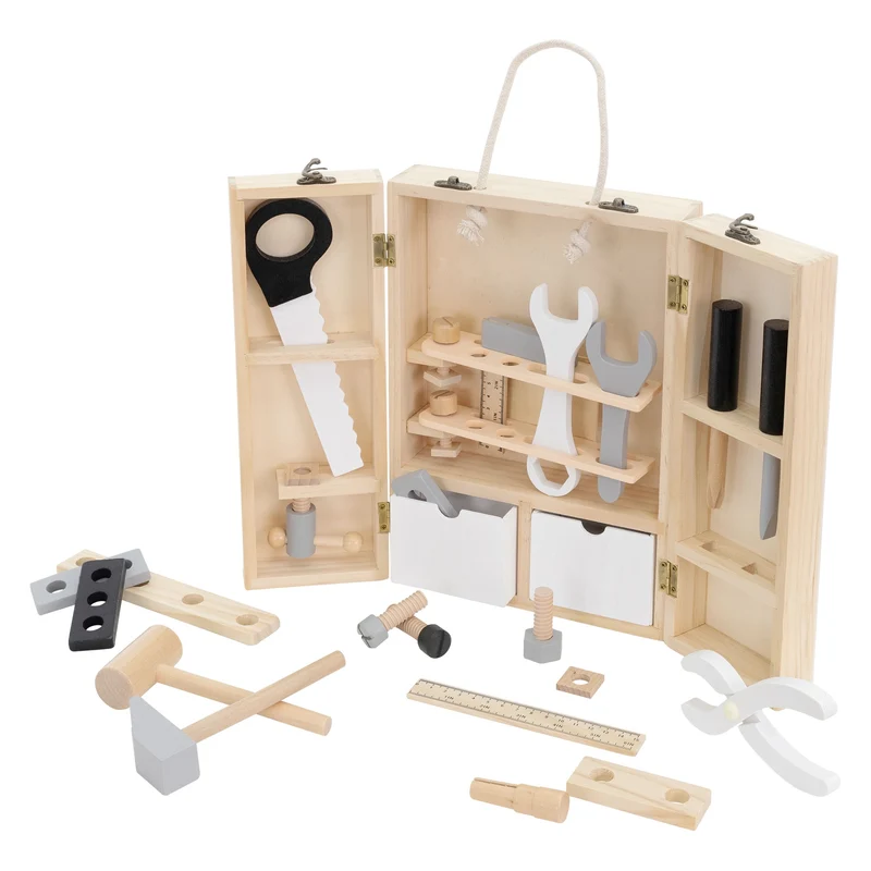 Werkzeugkasten für Kinder ab 1 Jahr 21x30x8 cm Natur aus Holz Joyz