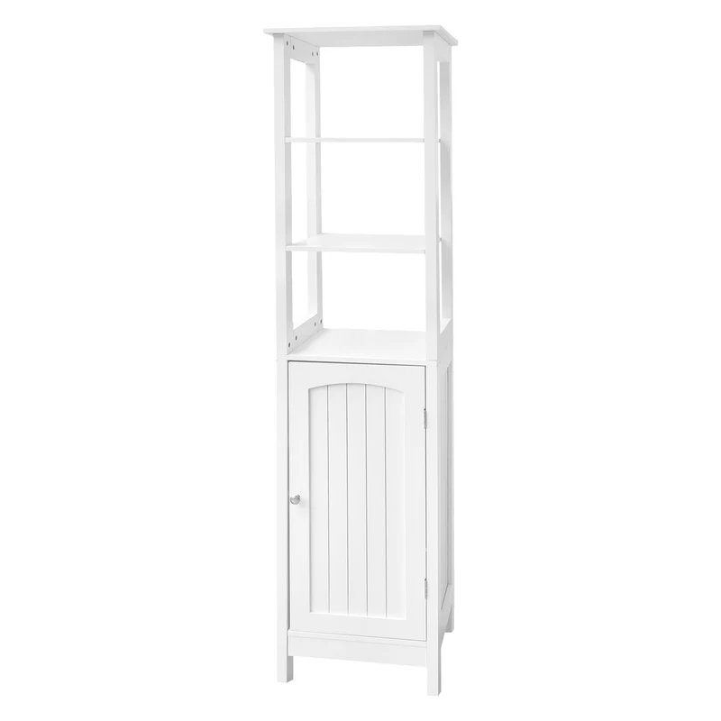 Badezimmerschrank Badschrank Weiß 40x160x32 cm mit drei Ablagen ML-Design