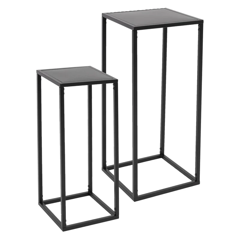2er Set Blumenständer Schwarz aus pulverbeschichtet Metall ML-Design